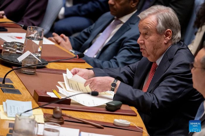 Tổng thư ký Liên hợp quốc Antonio Guterres phát biểu tại cuộc họp của Hội đồng Bảo an về Ukraine tại trụ sở Liên hợp quốc ở New York, ngày 28 tháng 5 năm 2026. Ảnh: Tân Hoa Xã.