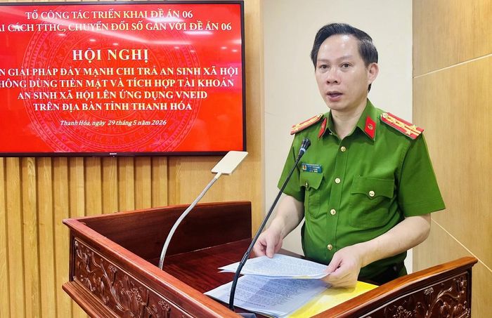 Đại tá Trịnh Văn Giang, Phó Giám đốc Công an tỉnh phát biểu kết luận tại hội nghị.