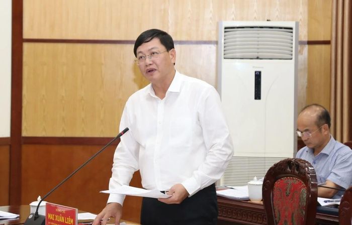 Phó Chủ tịch Thường trực UBND tỉnh Mai Xuân Liêm phát biểu tại hội nghị.