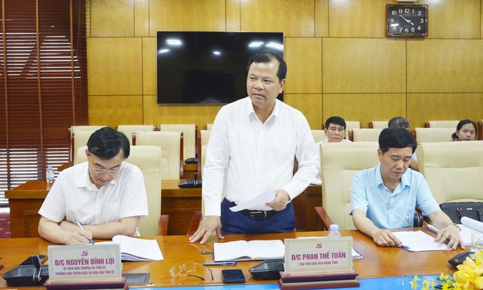  Đồng chí Phan Thế Tuấn phát biểu tại buổi làm việc. 