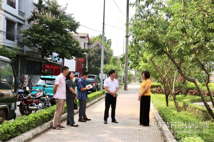 Đoàn giám sát và lãnh đạo UBND phường Kỳ Lừa khảo sát thực địa tại khuôn viên 1/6