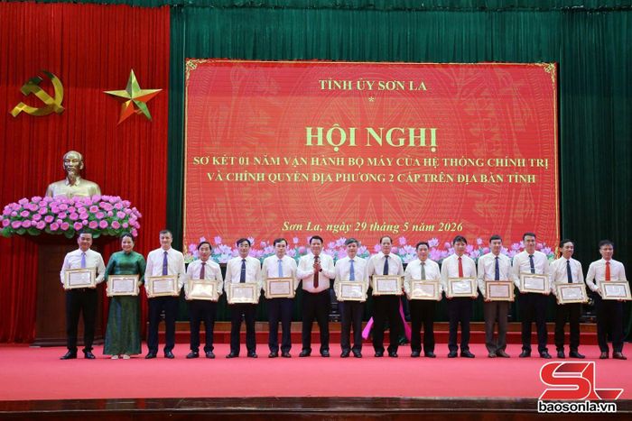 Đồng chí Phó Bí thư Thường trực Tỉnh ủy tặng Bằng khen cho các đảng viên.