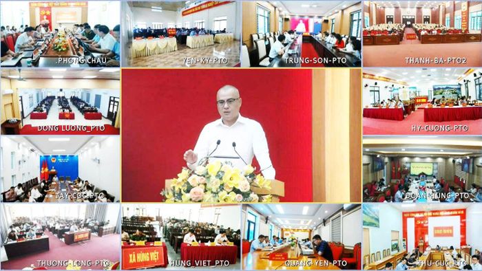 Hội nghị được tổ chức trực tuyến với các điểm cầu tại 148 xã, phường trong toàn tỉnh