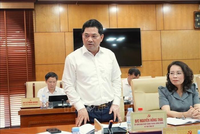 Bí thư Tỉnh ủy Bắc Ninh Nguyễn Hồng Thái phát biểu tại Hội nghị. Ảnh: Thanh Thương - TTXVN (1)