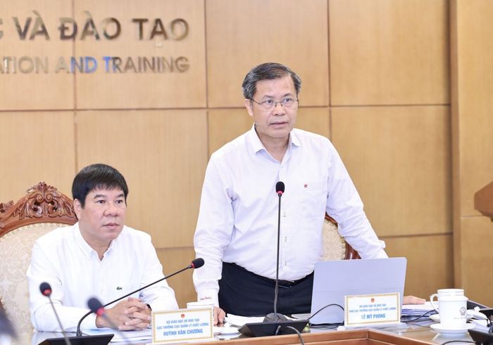 TS Lê Mỹ Phong, Phó Cục trưởng Cục Quản lý chất lượng, Bộ GD-ĐT phát biểu. Ảnh: Bộ GD-ĐT