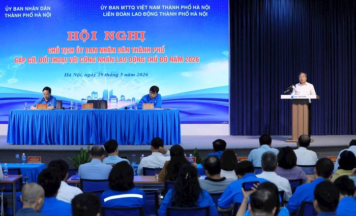 Chủ tịch UBND thành phố Hà Nội Vũ Đại Thắng phát biểu kết luận hội nghị. Ảnh: Đình Hiệp