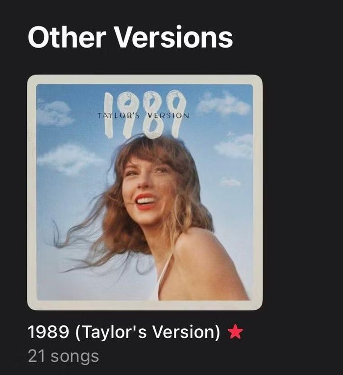  Bìa album 1989 với hình ảnh đám mây được cập nhật trên Apple Music. 