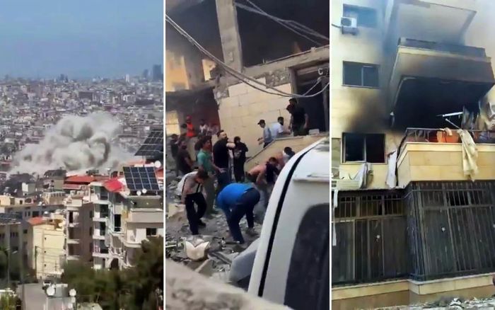  Ảnh chụp màn hình các video ghi lại thiệt hại tại Lebanon sau các cuộc tấn công của Israel hôm 28-5. Ảnh: THE TIMES OF ISRAEL 