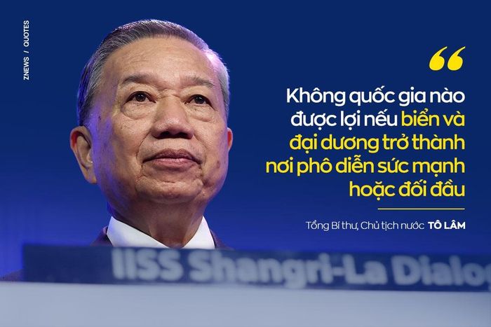  Tổng Bí thư, Chủ tịch nước nhấn mạnh biển và đại dương là không gian kết nối thiết yếu của thương mại và chuỗi cung ứng toàn cầu, không nên trở thành nơi phô diễn sức mạnh hay đối đầu. Ông tái khẳng định lập trường nhất quán của Việt Nam là giải quyết mọi tranh chấp trên biển bằng biện pháp hòa bình trên cơ sở luật pháp quốc tế, đặc biệt là UNCLOS 1982, đồng thời tôn trọng quyền và lợi ích hợp pháp của các nước, kiên trì bảo vệ chủ quyền và các quyền, lợi ích hợp pháp của mình. 