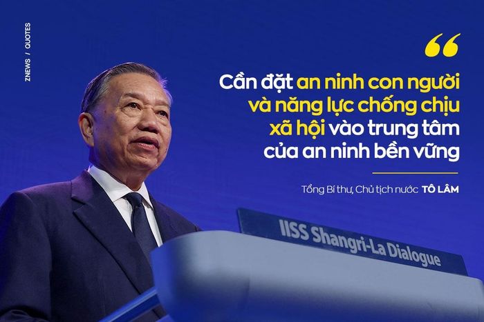  Nhà lãnh đạo Việt Nam đề xuất đặt an ninh con người và năng lực chống chịu xã hội vào trung tâm của an ninh bền vững bởi bất ổn không chỉ xuất phát từ xung đột quân sự mà còn từ những đứt gãy trong phát triển, do đó an ninh không thể chỉ dựa vào sức mạnh quân sự hay chạy đua vũ trang. Ông kêu gọi tăng cường hợp tác trong các lĩnh vực như cứu trợ thảm họa, y tế, lương thực, năng lượng, an ninh mạng và tìm kiếm cứu nạn,... 