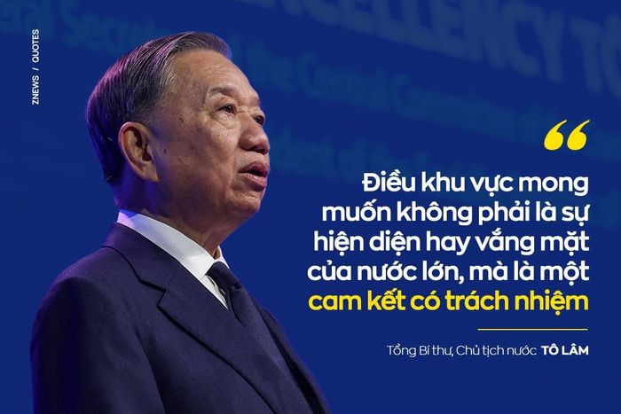  Gửi thông điệp tới các đối tác trong và ngoài khu vực, Tổng Bí thư, Chủ tịch nước Tô Lâm khẳng định châu Á - Thái Bình Dương là không gian mở, nơi mọi quốc gia đều có thể đóng góp cho hòa bình, ổn định và phát triển trên cơ sở minh bạch, trách nhiệm và tôn trọng luật pháp quốc tế. Theo ông, cạnh tranh là thực tế khó tránh khỏi, nhưng phải được kiểm soát trong khuôn khổ luật pháp, minh bạch và tự kiềm chế. 