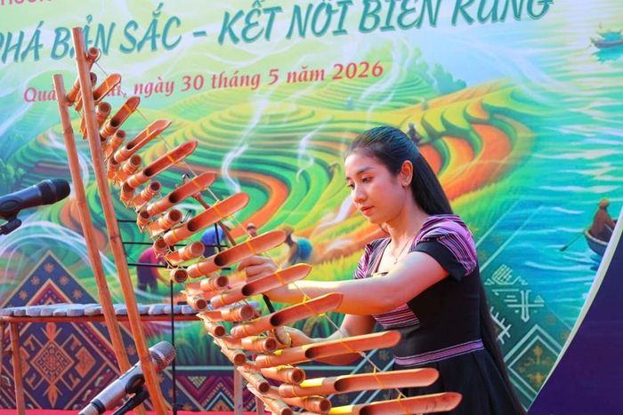 Âm thanh của các nhạc cụ dân tộc tạo điểm nhấn cho không gian văn hóa, nghệ thuật tại triển lãm
