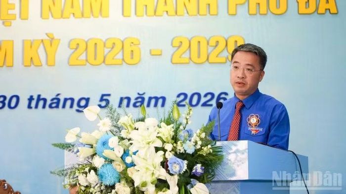 Bí thư Trung ương Đoàn, Chủ tịch Hội Liên hiệp Thanh niên Việt Nam Nguyễn Tường Lâm phát biểu tại Đại hội.