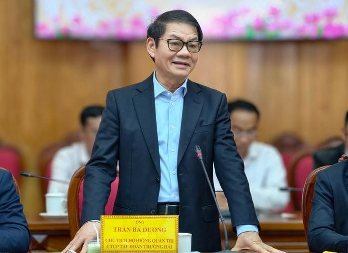Ông Trần Bá Dương - Chủ tịch Hội đồng quản trị THACO, tại buổi làm việc với lãnh đạo Tỉnh ủy, UBND tỉnh Lâm Đồng ngày 21-5.