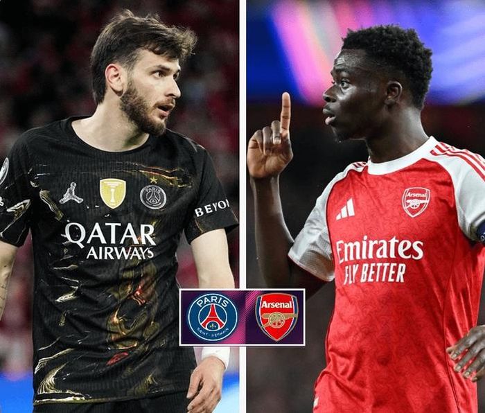 Khvicha Kvaratskhelia (PSG) và Bukayo Saka (Arsenal)
