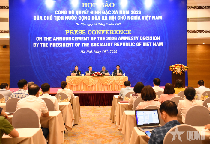 Quang cảnh họp báo công bố Quyết định của Chủ tịch nước về đặc xá năm 2026.