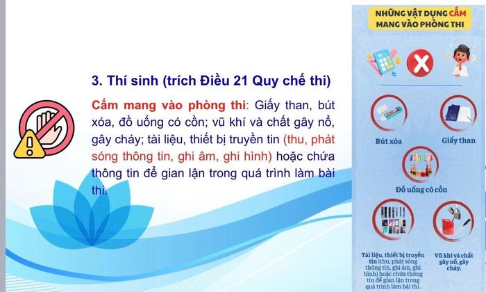 Những vật dụng bị cấm mang vào phòng thi
