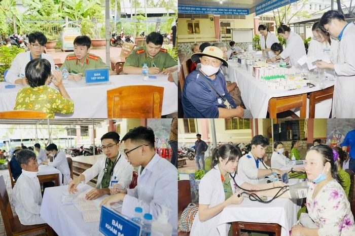 Thanh niên Công an khám, cấp phát thuốc miễn phí cho bà con đất mũi Cà Mau ngay sau Lễ ra quân.