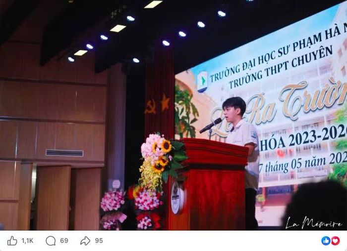 Hình ảnh Đặng Hoàng Lâm phát biểu tại chương trình. Ảnh chụp màn hình: FBNT