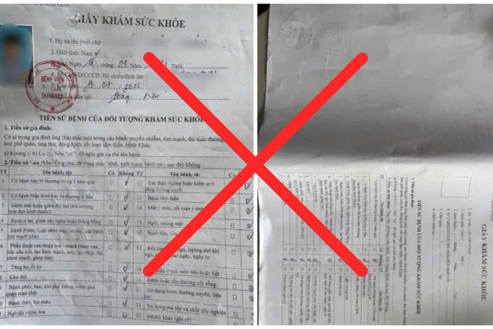 Một số giấy khám sức khỏe giả. Ảnh: T.T