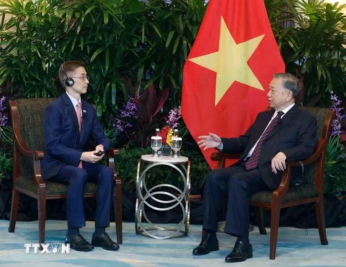 Tổng Bí thư, Chủ tịch nước Tô Lâm tiếp ông Wong Kim Yin, Tổng giám đốc Tập đoàn Sembcorp. (Ảnh: Thống Nhất/TTXVN)