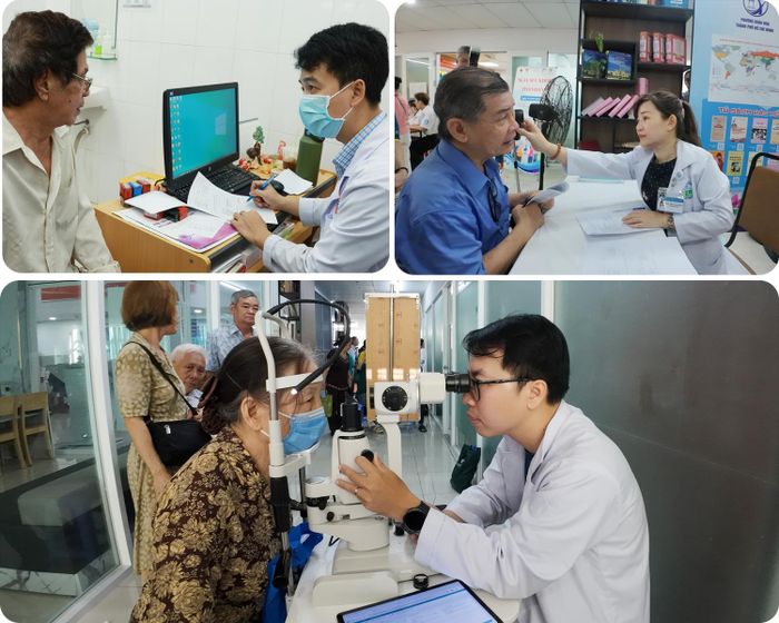 Bác sĩ Bệnh viện Da liễu Thành phố Hồ Chí Minh khám bệnh cho người dân phường Xuân Hòa.