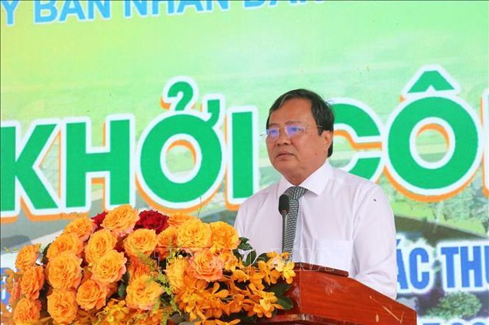 Chủ tịch UBND tỉnh Tây Ninh Lê Văn Hẳn phát biểu tại lễ khởi công.