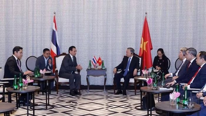 Tổng Bí thư, Chủ tịch nước Tô Lâm tiếp ông Sarath Ratanavadi, Giám đốc, Phó Chủ tịch Hội đồng quản trị kiêm Tổng Giám đốc điều hành Tập đoàn Gulf Development. Ảnh: TTXVN