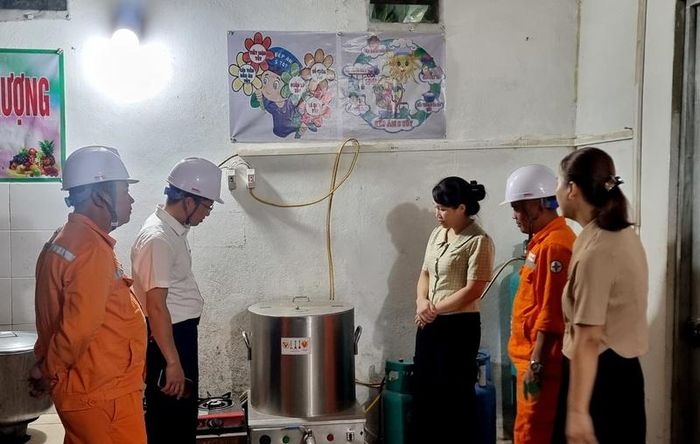 Cán bộ Công ty Điện lực Lai Châu tuyên truyền tiết kiệm điện, vận động khách hàng lắp điện mặt trời. Ảnh: Hà Dũng
