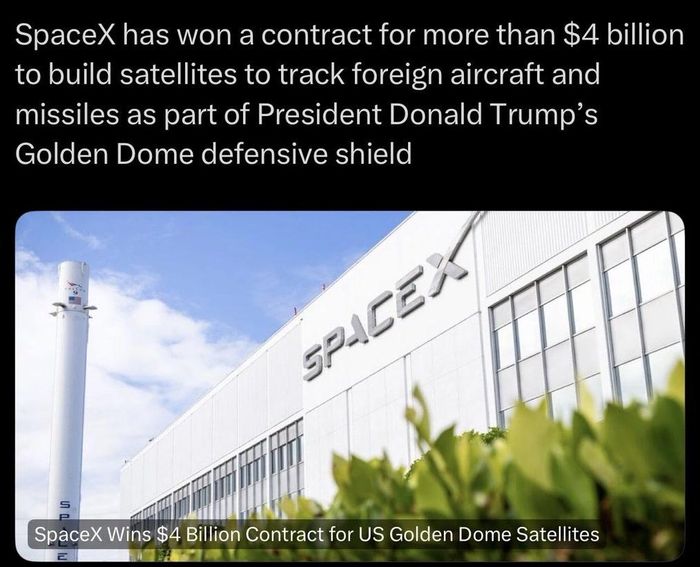 SpaceX nhận hợp đồng 4,16 tỷ USD phát triển vệ tinh quân sự cho Mỹ. Ảnh chụp màn hình