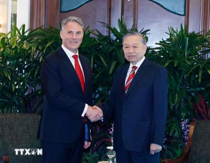 Tổng Bí thư, Chủ tịch nước Tô Lâm tiếp Phó Thủ tướng, Bộ trưởng Quốc phòng Australia Richard Marles. Ảnh: TTXVN