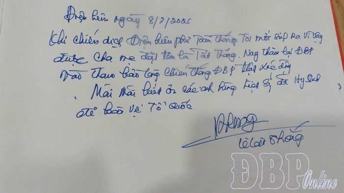 Những dòng lưu bút trong Bảo tàng Chiến thắng Điện Biên Phủ.