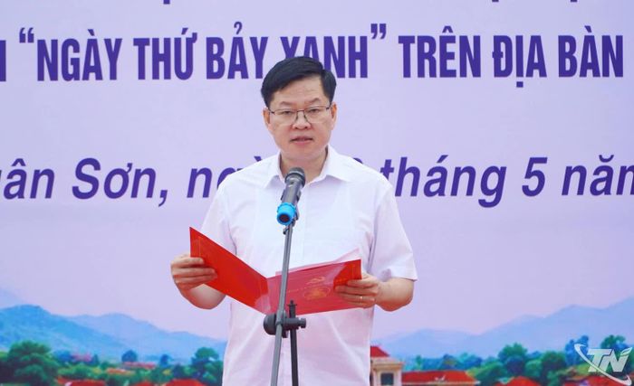 Đồng chí Đinh Quang Tuyên, Phó Bí thư Tỉnh ủy, Chủ tịch Ủy ban MTTQ tỉnh phát biểu tại Lễ phát động.