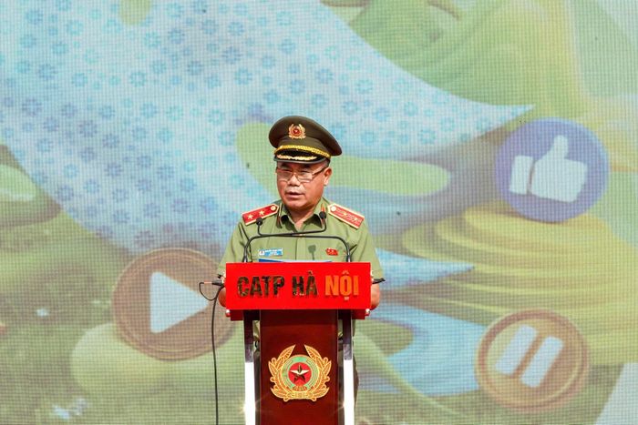 Trung tướng Nguyễn Thanh Tùng, Giám đốc Công an TP Hà Nội phát biểu tại buổi lễ.