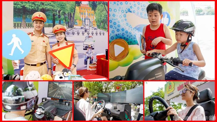 Đặc biệt, khu vực mô phỏng sát hạch cấp giấy phép lái xe ô tô, mô tô được bố trí ngay tại không gian trưng bày đã mang đến những trải nghiệm thực tế, sinh động cho khách tham quan. Nhiều người dân đã trực tiếp tham gia thực hành trên các thiết bị mô phỏng, qua đó hiểu rõ hơn về quy trình đào tạo, sát hạch lái xe cũng như nâng cao kiến thức, kỹ năng xử lý tình huống khi tham gia giao thông.