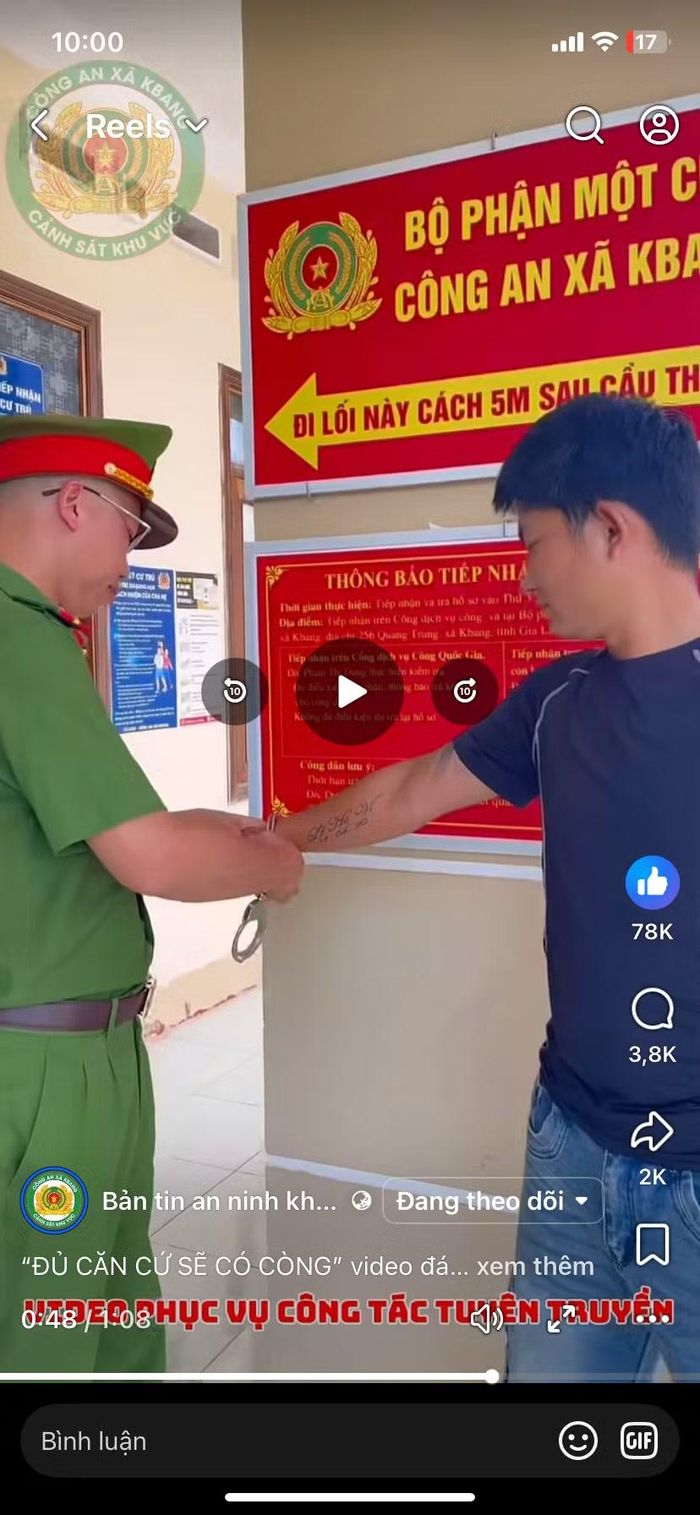 Video "đủ căn cứ sẽ có còng" tạo đã thu hút một lượng tương tác lớn.