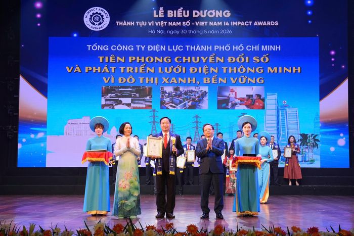 Ông Nguyễn Thanh Nhã – Phó Tổng Giám đốc EVNHCMC - đại diện Tổng công ty nhận giải thưởng.