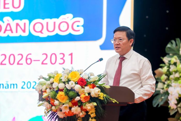 Thứ trưởng Bộ Tư pháp Mai Lương Khôi phát biểu tại Đại hội. Ảnh: Khánh Huy