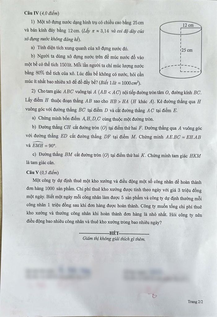 Đề thi Toán vào lớp 10 THPT năm 2026.