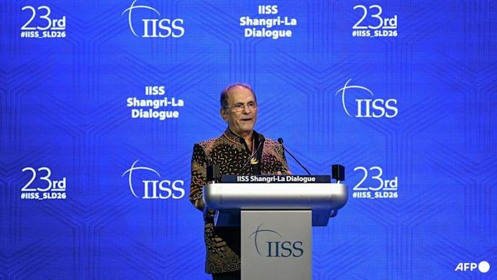  Tổng thống Timor Leste - ông José Ramos-Horta phát biểu tại Đối thoại Shangri-La lần thứ 23 ở Singapore, ngày 30-5. Ảnh: AFP 