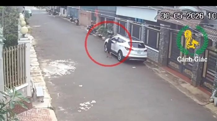 Thời điểm bé trai lên ô tô. Ảnh chụp màn hình