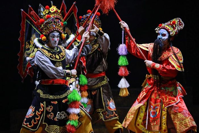 Trích đoạn tuồng “Ôn Đình chém Tá”. Ảnh: Khánh Hòa - TTXVN