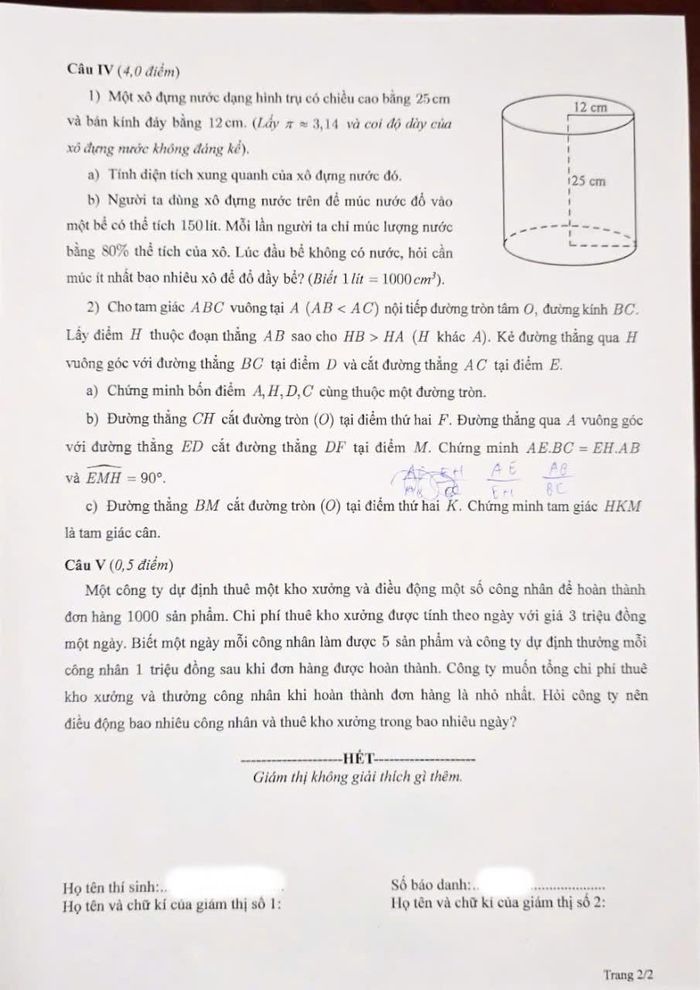 Đề thi môn Toán