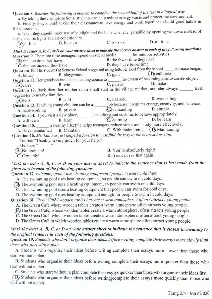 Đề thi Ngoại ngữ