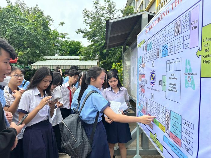 Thí sinh tại điểm thi Trường THPT Phước Long. Ảnh: H.P