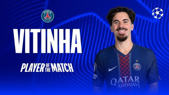 Vitinha cũng được bầu làm cầu thủ xuất sắc nhất trận chung kết. Ảnh: UEFA 