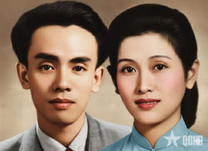  Nhạc sĩ, Anh hùng LLVT nhân dân Hoàng Việt (bên trái) và vợ. Ảnh: Thế Khoa phục chế từ ảnh tư liệu