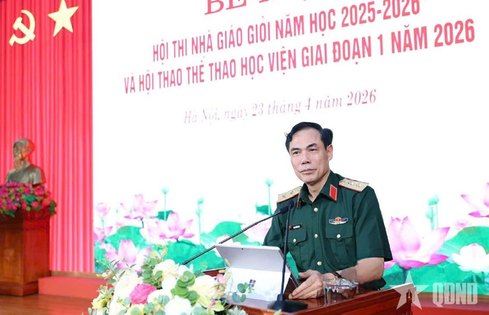 Trung tướng, GS, TS Phan Tùng Sơn phát biểu tại bế mạc Hội thi Nhà giáo giỏi năm học 2025-2026 và Hội thao thể dục thể thao Học viện giai đoạn 1 năm 2026.