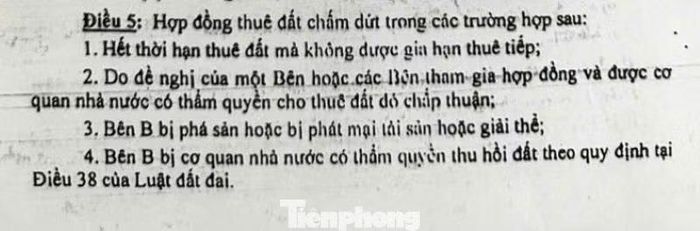 Điều khoản chấm dứt hợp đồng thuê đất giữa Sở TN&amp;MT Cần Thơ với Cty MK.