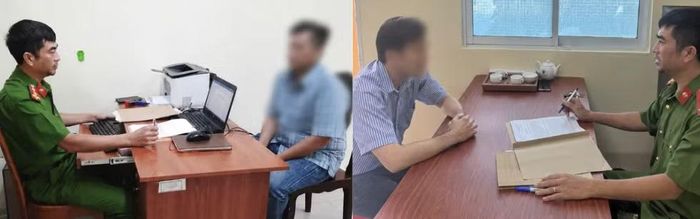 Hai đối tượng tại cơ quan công an (ảnh:CAĐN)
